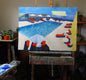 Original art for sale at UGallery.com | Pool Side #2 by Mitchell Freifeld | $1,275 | oil painting | 40' h x 50' w | thumbnail 3