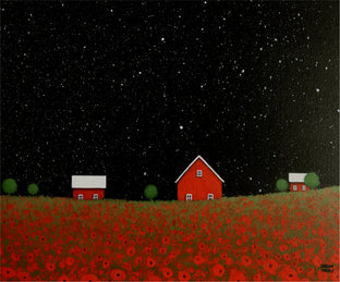 Original art for sale at UGallery.com | Night Sky over the Poppy Farm by Sharon France | $725 | acrylic painting | 12' h x 16' w | photo 3