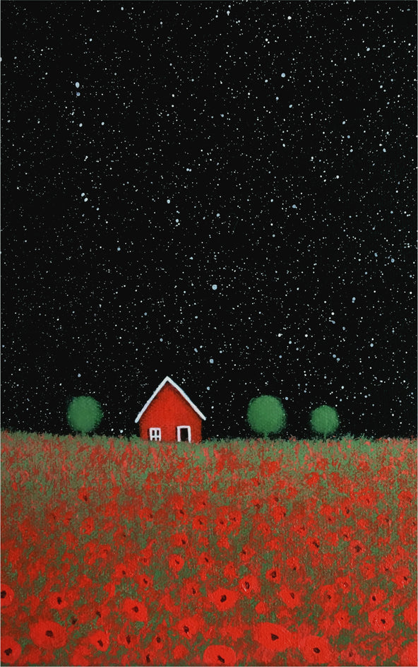 Night Sky over the Poppy Farm by Sharon France |  Side View of Artwork 