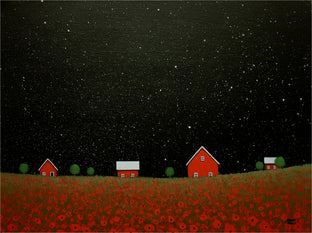 Original art for sale at UGallery.com | Night Sky over the Poppy Farm by Sharon France | $725 | acrylic painting | 12' h x 16' w | photo 1