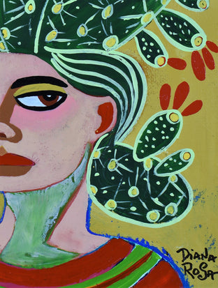 Portrait with Cactus by Diana Rosa |   Closeup View of Artwork 