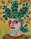 Original art for sale at UGallery.com | Portrait with Cactus by Diana Rosa | $375 | acrylic painting | 10' h x 8' w | thumbnail 1