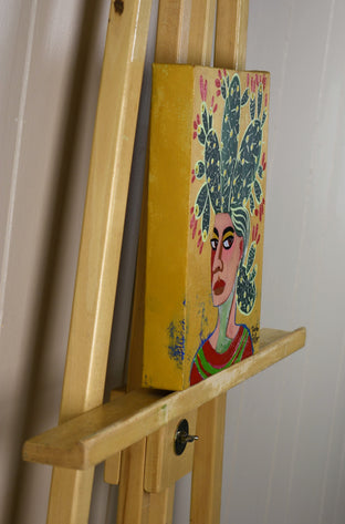 Portrait with Cactus by Diana Rosa |  Side View of Artwork 