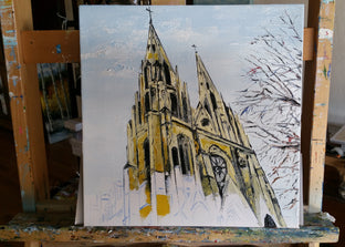 Original art for sale at UGallery.com | Basilica of Saint Clotilde by Lisa Elley | $450 | oil painting | 12' h x 12' w | photo 3