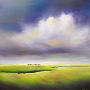 Original art for sale at UGallery.com | Purple Mood Marsh by Nancy Hughes Miller | $2,200 | oil painting | 36' h x 36' w | photo 1