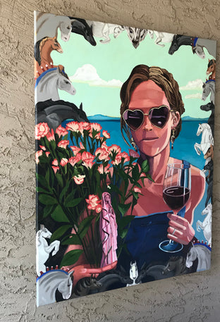 Original art for sale at UGallery.com | Queen of Cups by Rachel Srinivasan | $2,100 | oil painting | 48' h x 36' w | photo 2