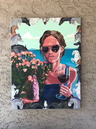 Original art for sale at UGallery.com | Queen of Cups by Rachel Srinivasan | $2,100 | oil painting | 48' h x 36' w | photo 4