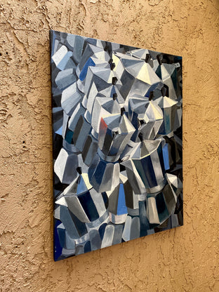 Original art for sale at UGallery.com | Blue Chip Coffee by Rachel Srinivasan | $1,500 | oil painting | 40' h x 30' w | photo 2