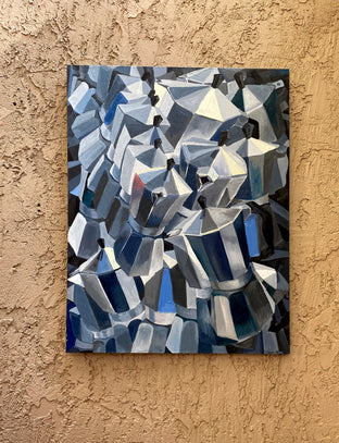 Original art for sale at UGallery.com | Blue Chip Coffee by Rachel Srinivasan | $1,500 | oil painting | 40' h x 30' w | photo 3