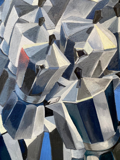 Blue Chip Coffee by Rachel Srinivasan |   Closeup View of Artwork 