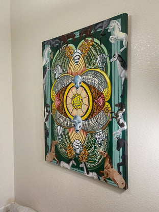 Original art for sale at UGallery.com | Eight of Pentacles by Rachel Srinivasan | $2,600 | oil painting | 48' h x 36' w | photo 2
