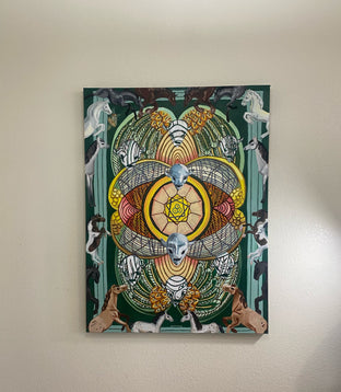 Original art for sale at UGallery.com | Eight of Pentacles by Rachel Srinivasan | $2,600 | oil painting | 48' h x 36' w | photo 3