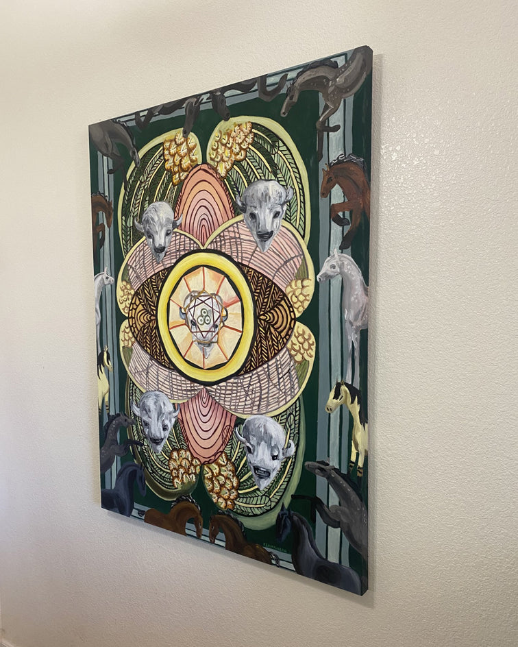 Five of Pentacles by Rachel Srinivasan |  Side View of Artwork 