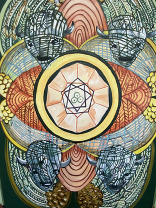 Original art for sale at UGallery.com | Four of Pentacles by Rachel Srinivasan | $3,200 | oil painting | 48' h x 36' w | photo 4