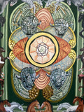 Original art for sale at UGallery.com | Four of Pentacles by Rachel Srinivasan | $2,000 | oil painting | 48' h x 36' w | thumbnail 1