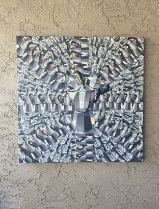 Original art for sale at UGallery.com | Merlin Coffee by Rachel Srinivasan | $2,000 | oil painting | 36' h x 36' w | photo 3