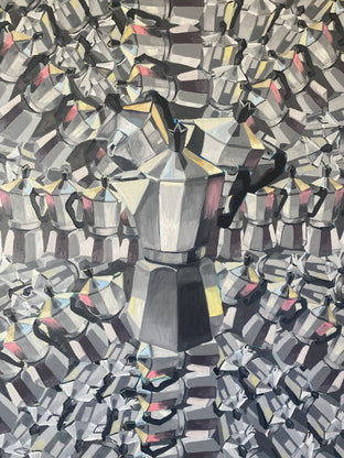 Original art for sale at UGallery.com | Merlin Coffee by Rachel Srinivasan | $2,000 | oil painting | 36' h x 36' w | photo 4