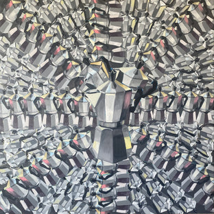 Original art for sale at UGallery.com | Merlin Coffee by Rachel Srinivasan | $2,000 | oil painting | 36' h x 36' w | photo 1