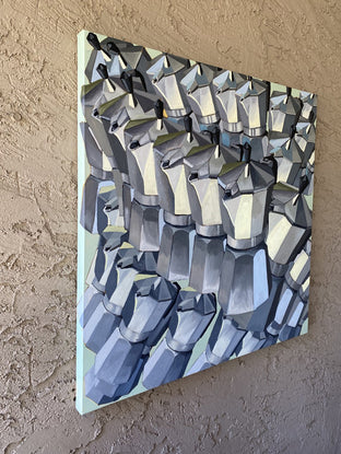 Original art for sale at UGallery.com | Optimist Coffee by Rachel Srinivasan | $1,300 | mixed media artwork | 36' h x 36' w | photo 2