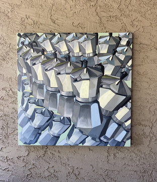 Original art for sale at UGallery.com | Optimist Coffee by Rachel Srinivasan | $1,300 | mixed media artwork | 36' h x 36' w | photo 3
