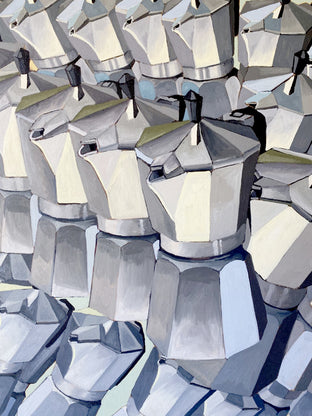 Original art for sale at UGallery.com | Optimist Coffee by Rachel Srinivasan | $1,300 | mixed media artwork | 36' h x 36' w | photo 4