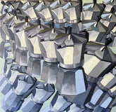 Original art for sale at UGallery.com | Optimist Coffee by Rachel Srinivasan | $1,800 | mixed media artwork | 36' h x 36' w | thumbnail 1