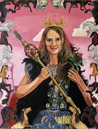 Original art for sale at UGallery.com | Queen of Wands I by Rachel Srinivasan | $1,900 | oil painting | 48' h x 36' w | photo 1