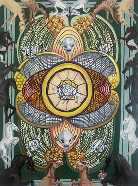 Original art for sale at UGallery.com | Seven of Pentacles by Rachel Srinivasan | $2,600 | oil painting | 48' h x 36' w