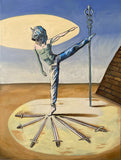 Original art for sale at UGallery.com | Six of Swords by Rachel Srinivasan | $2,000 | oil painting | 48' h x 36' w | thumbnail 1