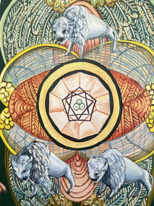 Original art for sale at UGallery.com | Three of Pentacles by Rachel Srinivasan | $3,200 | oil painting | 48' h x 36' w | photo 4
