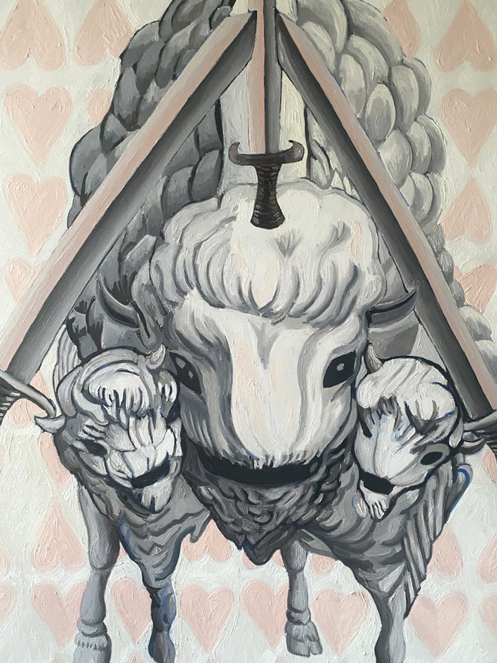 Three of Swords by Rachel Srinivasan |  Closeup View of Artwork 