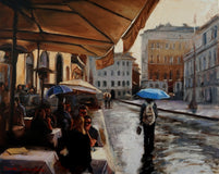 Original art for sale at UGallery.com | Rainy Afternoon in Piazza Navona by Jonelle Summerfield | $950 | oil painting | 24' h x 30' w | thumbnail 1