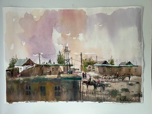 Native Village by Rashid Kulbatyrov |  Side View of Artwork 