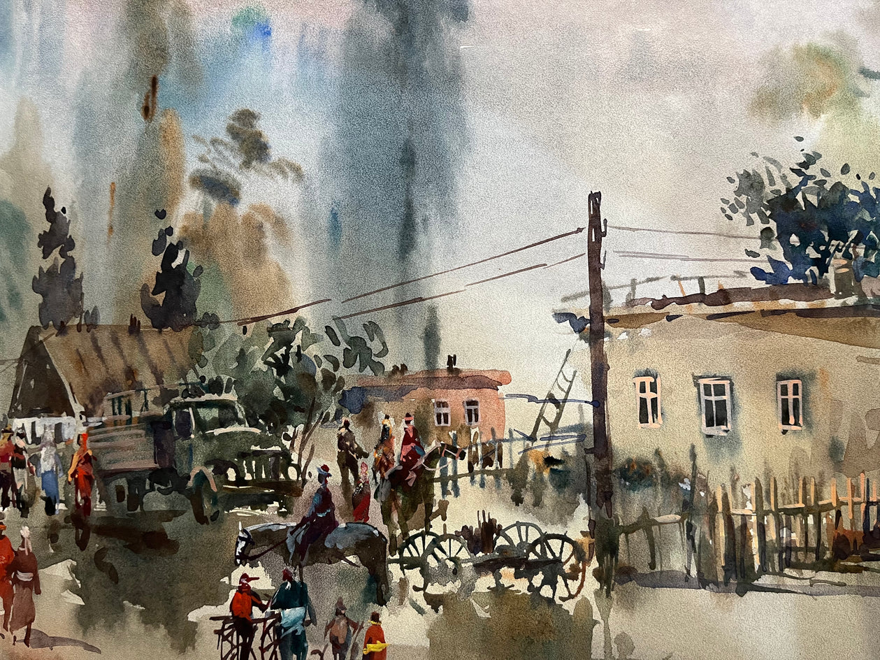 Small Village by Rashid Kulbatyrov |  Closeup View of Artwork 