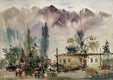 Original art for sale at UGallery.com | Small Village by Rashid Kulbatyrov | $625 | watercolor painting | 16.5' h x 23.2' w | thumbnail 1