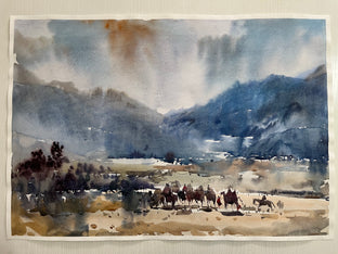 Camels by Rashid Kulbatyrov |  Side View of Artwork 