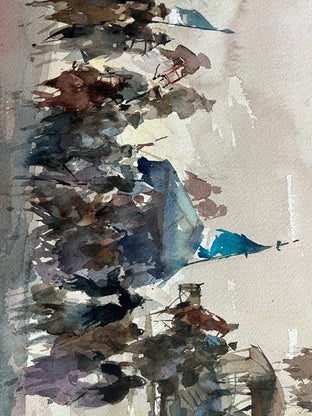 Original art for sale at UGallery.com | Nomad Riders by Rashid Kulbatyrov | $725 | watercolor painting | 15.7' h x 22.8' w | photo 3