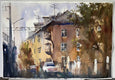 Original art for sale at UGallery.com | Three-storey House by Rashid Kulbatyrov | $1,325 | watercolor painting | 18.8' h x 27.5' w | thumbnail 2