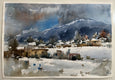 Original art for sale at UGallery.com | Village in Winter by Rashid Kulbatyrov | $650 | watercolor painting | 15.7' h x 22.8' w | thumbnail 2