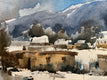 Original art for sale at UGallery.com | Village in Winter by Rashid Kulbatyrov | $650 | watercolor painting | 15.7' h x 22.8' w | thumbnail 3