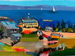 Original art for sale at UGallery.com | A Day on Monhegan Island by Rebecca Klementovich | $1,375 | acrylic painting | 16' h x 40' w | thumbnail 4