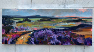 Original art for sale at UGallery.com | Lupin Field with Distant Mountains by Rebecca Klementovich | $1,325 | acrylic painting | 16' h x 40' w | photo 3