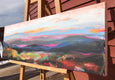 Original art for sale at UGallery.com | Mountains Range Full On by Rebecca Klementovich | $850 | acrylic painting | 12' h x 36' w | thumbnail 3
