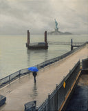 Original art for sale at UGallery.com | Red Hook, in the Rain by Nick Savides | $850 | oil painting | 10' h x 8' w | thumbnail 1