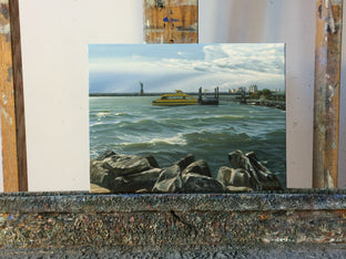 Original art for sale at UGallery.com | Red Hook – New York Harbor by Nick Savides | $875 | oil painting | 9' h x 12' w | photo 4
