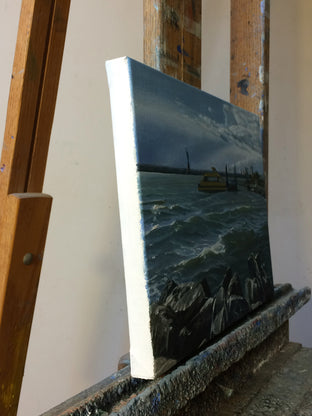 Original art for sale at UGallery.com | Red Hook – New York Harbor by Nick Savides | $875 | oil painting | 9' h x 12' w | photo 2