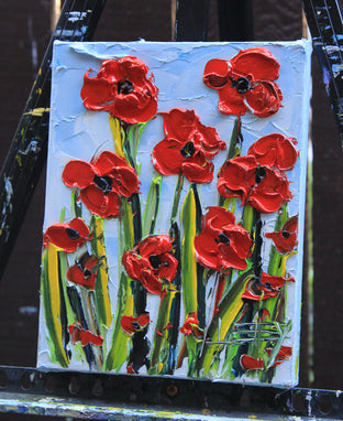 Original art for sale at UGallery.com | Poppies of Summer by Lisa Elley | $300 | oil painting | 10' h x 8' w | photo 3