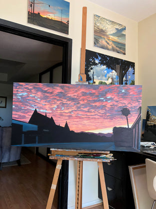 Original art for sale at UGallery.com | Red Sky by Jesse Aldana | $2,125 | oil painting | 24' h x 48' w | photo 3