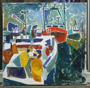 Original art for sale at UGallery.com | Boats in Color by Robert Hofherr | $1,250 | acrylic painting | 24' h x 24' w | photo 3