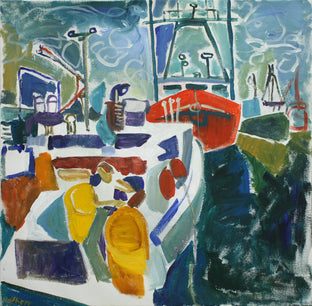 Original art for sale at UGallery.com | Boats in Color by Robert Hofherr | $1,250 | acrylic painting | 24' h x 24' w | photo 1